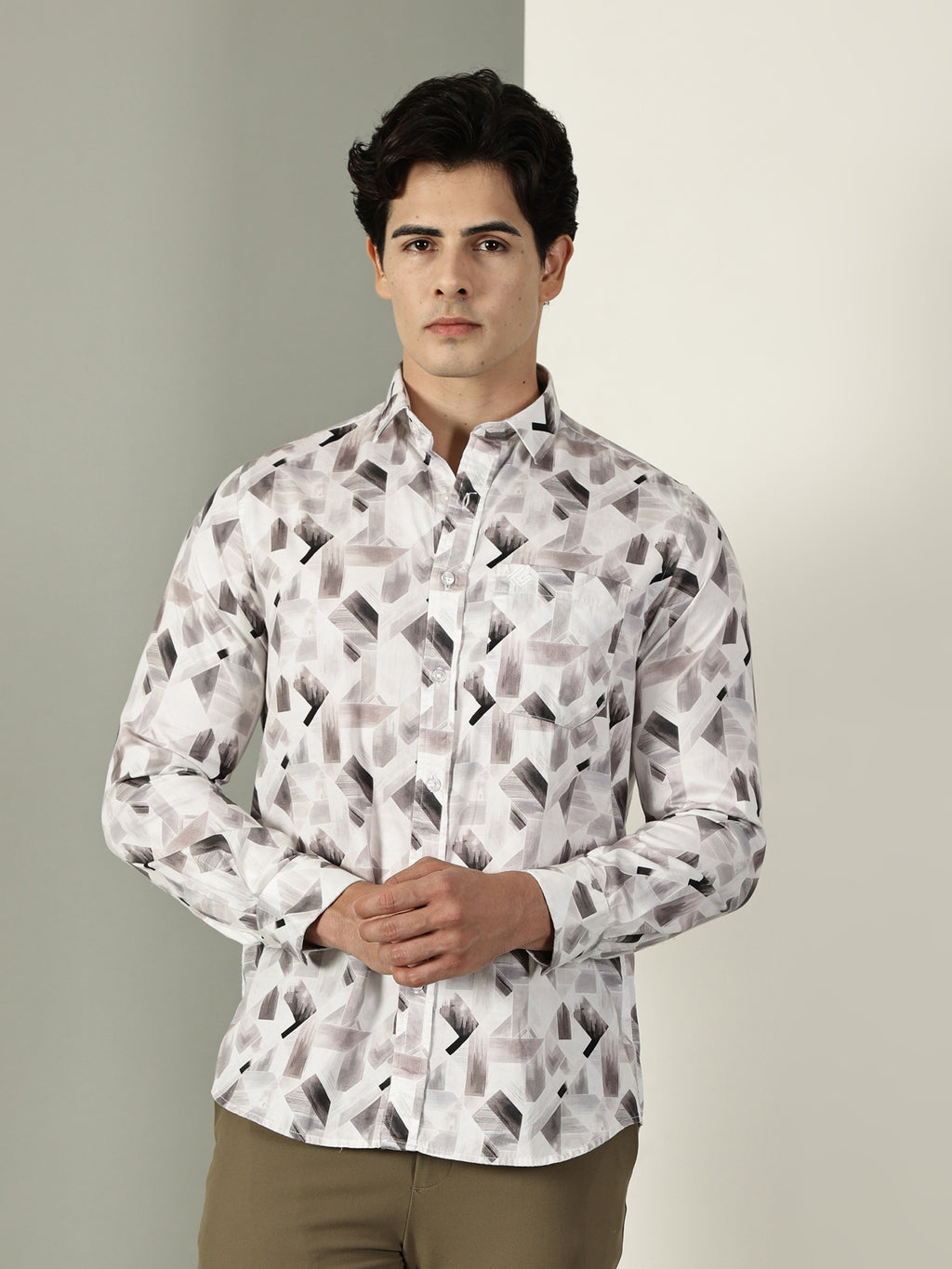 60’s Satin Digital Print Premium Cotton Shirt