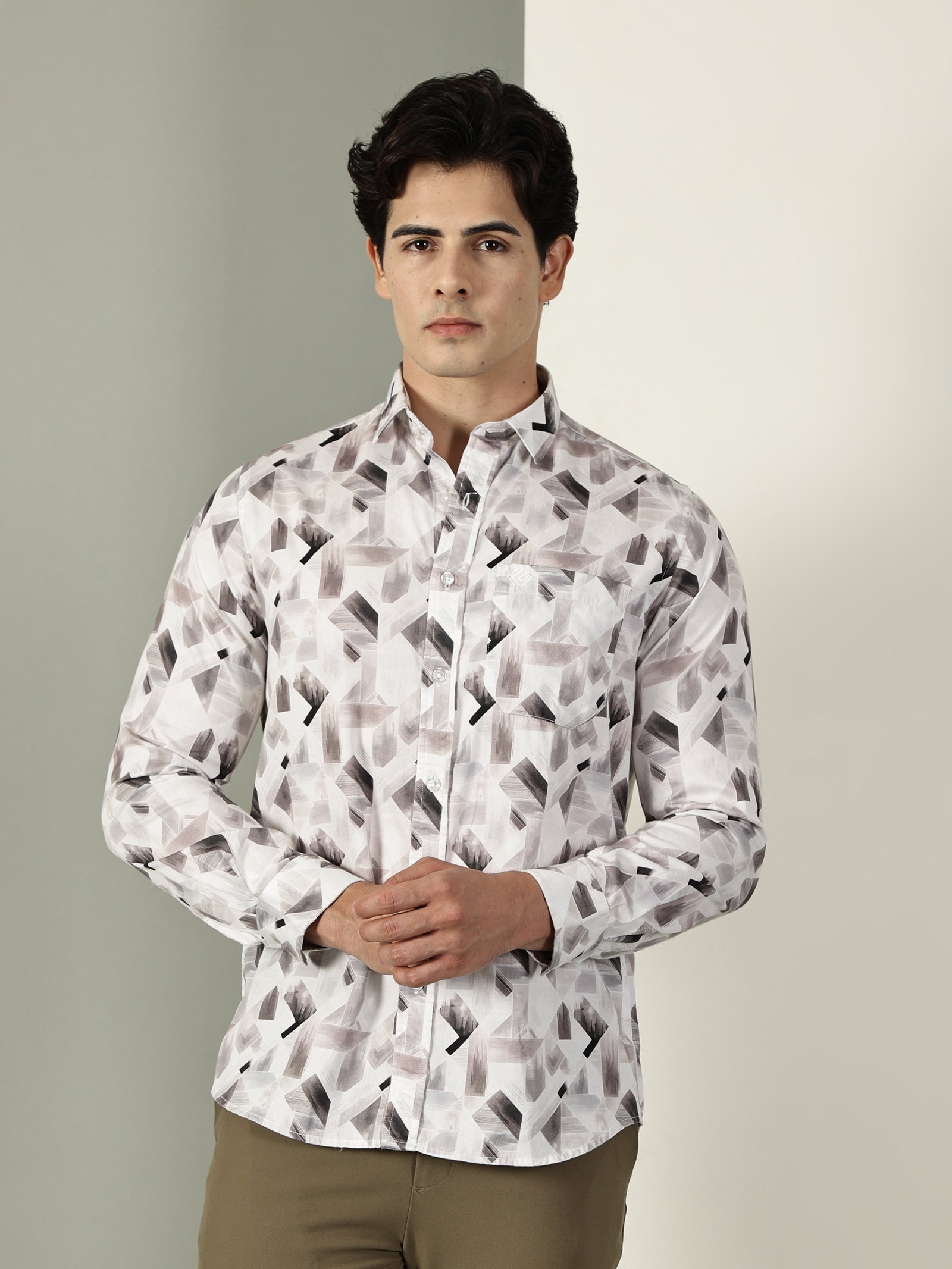 60’s Satin Digital Print Premium Cotton Shirt