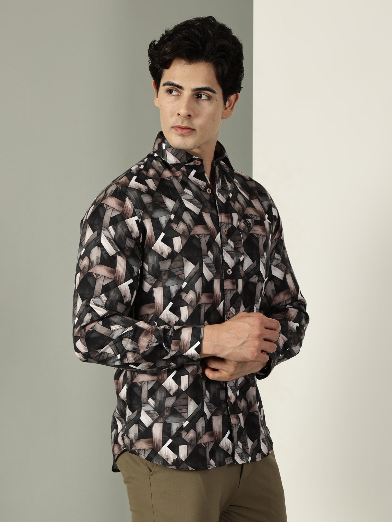 60’s Satin Digital Print Premium Cotton Shirt