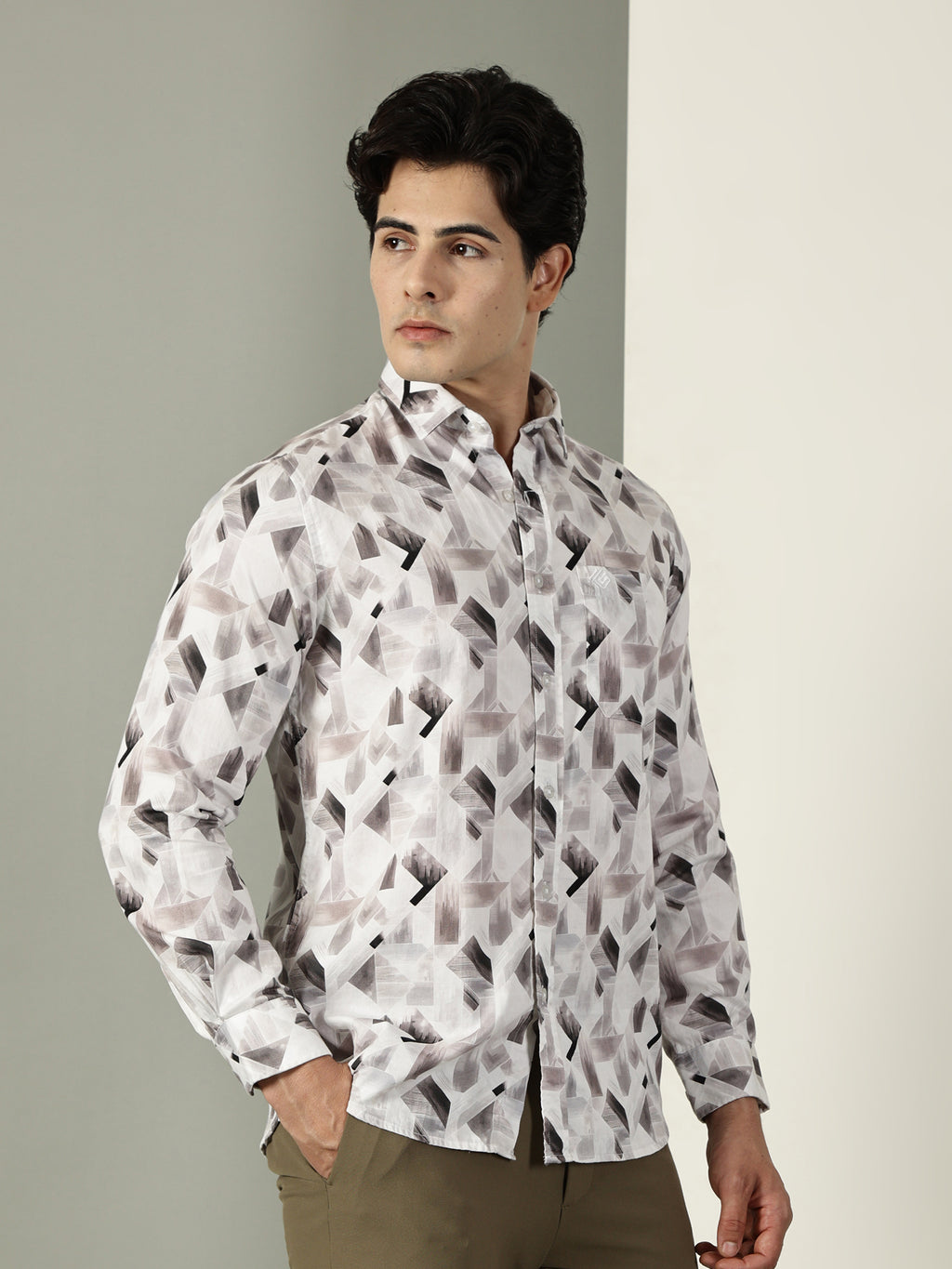 60’s Satin Digital Print Premium Cotton Shirt