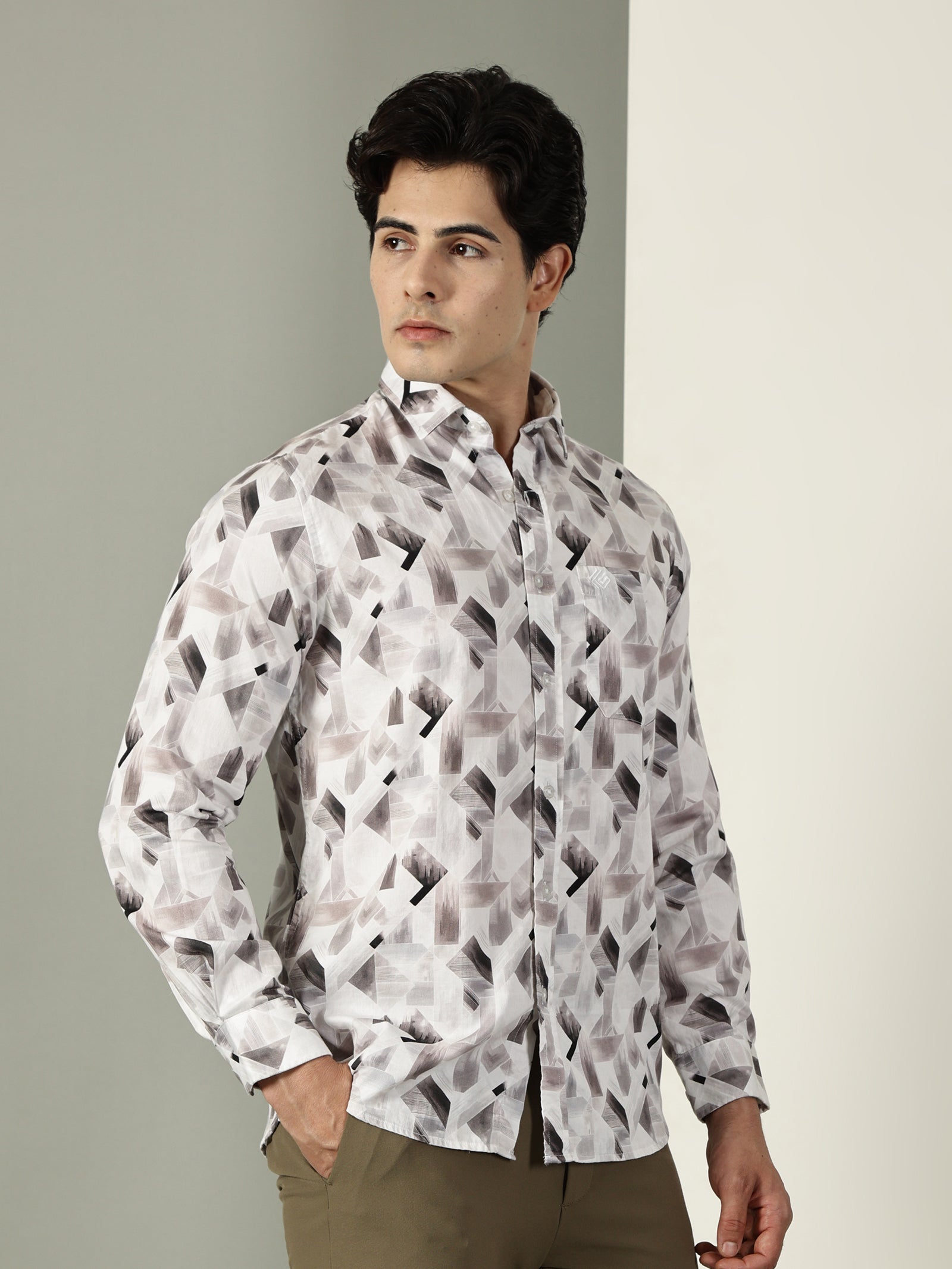 60’s Satin Digital Print Premium Cotton Shirt