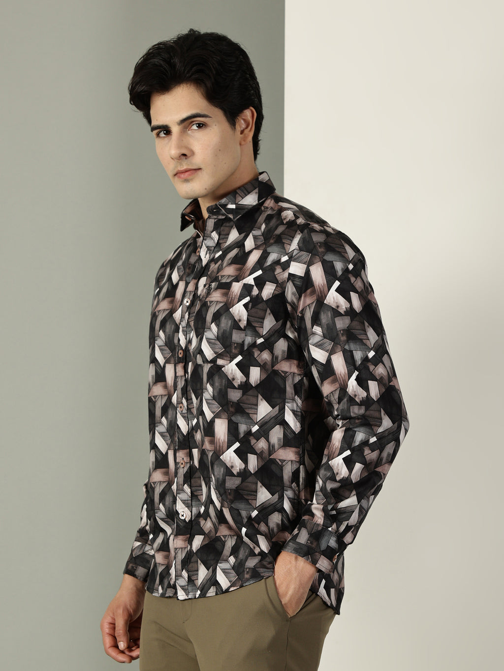 60’s Satin Digital Print Premium Cotton Shirt