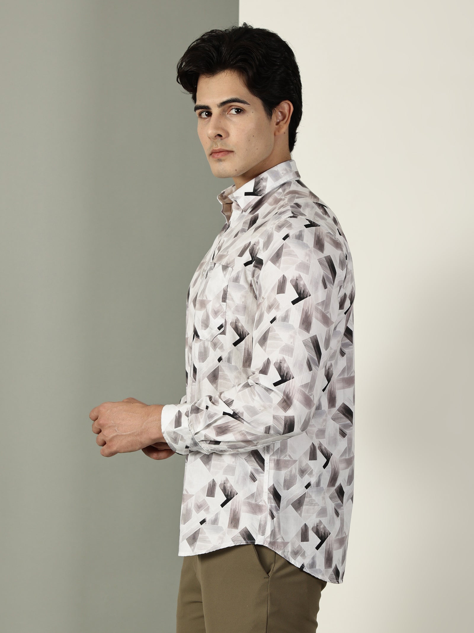 60’s Satin Digital Print Premium Cotton Shirt