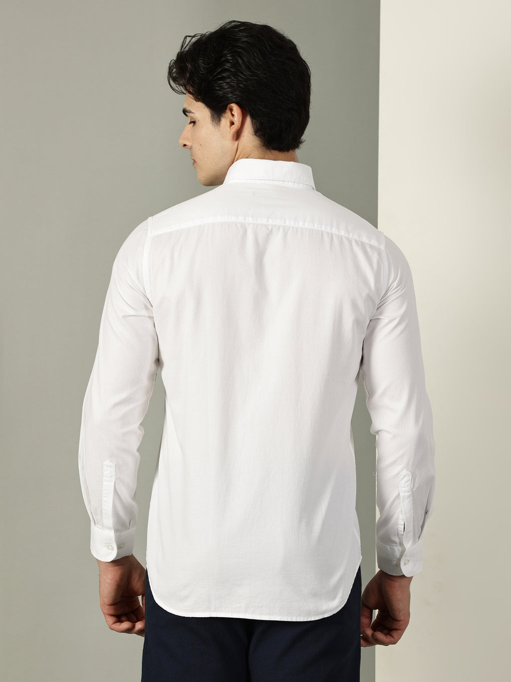 50’s Dobby Premium Cotton White Shirt