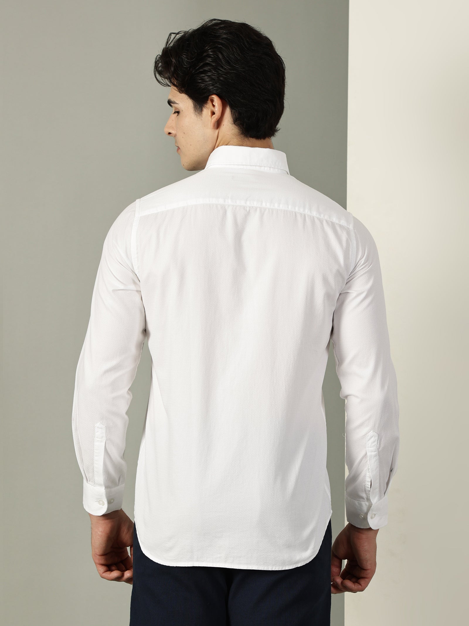 50’s Dobby Premium Cotton White Shirt