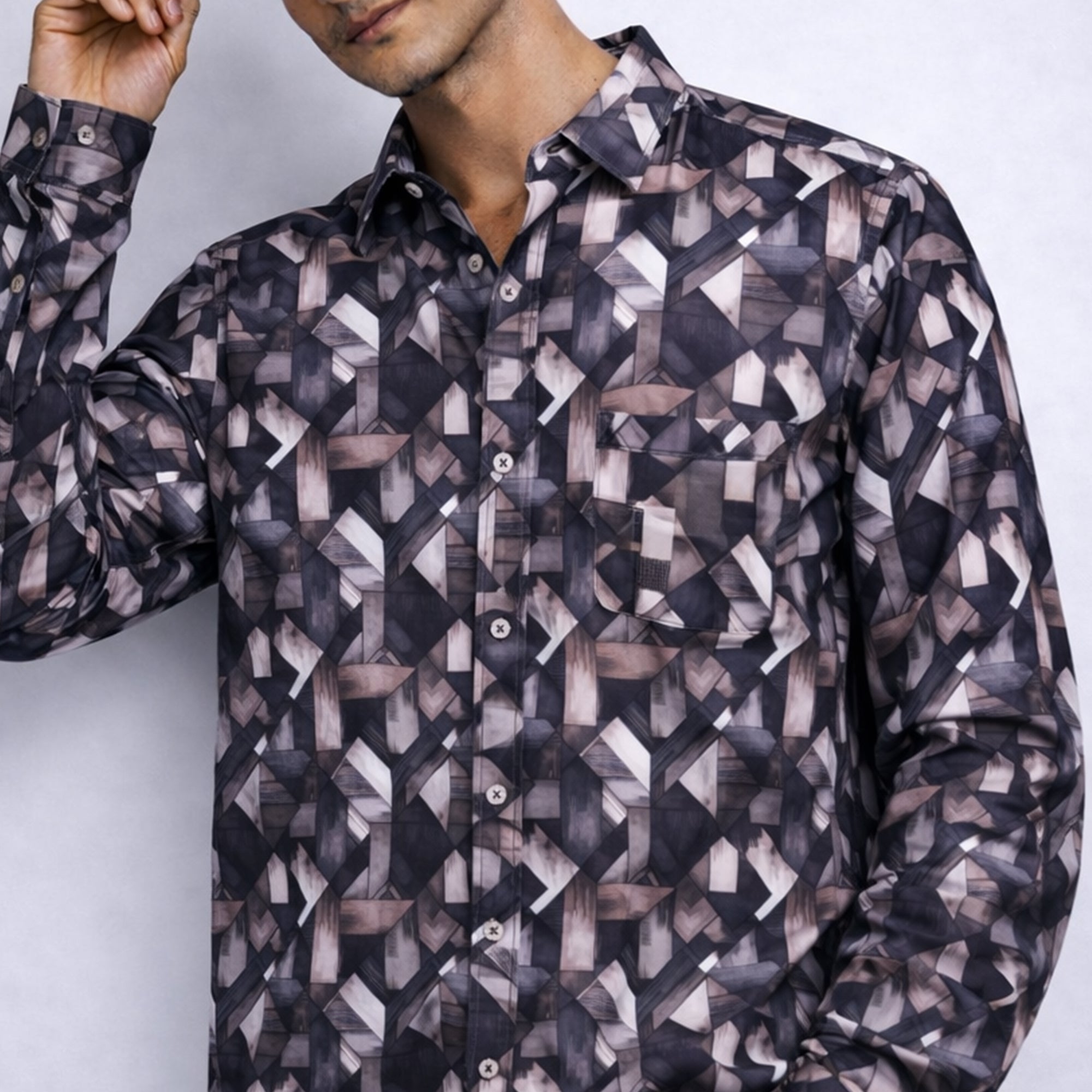 60’s Satin Digital Print Premium Cotton Shirt-thumbmail-4