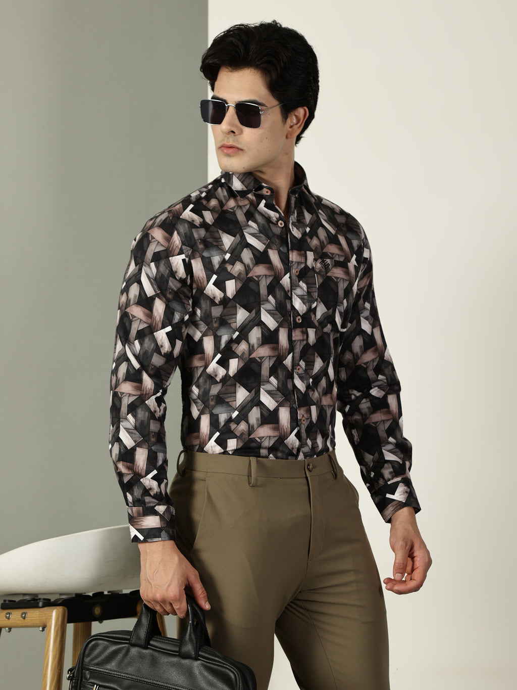 60’s Satin Digital Print Premium Cotton Shirt