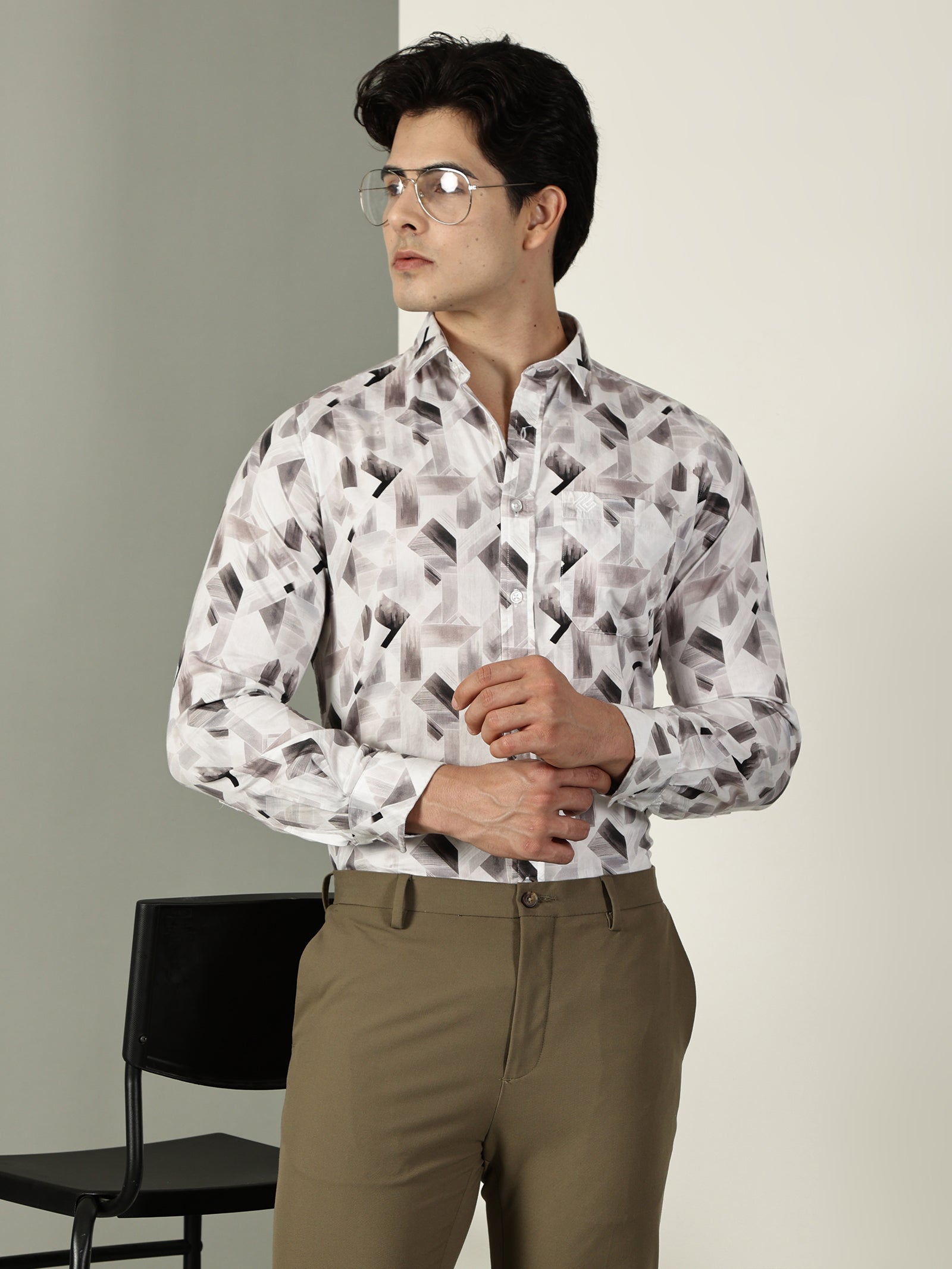 60’s Satin Digital Print Premium Cotton Shirt