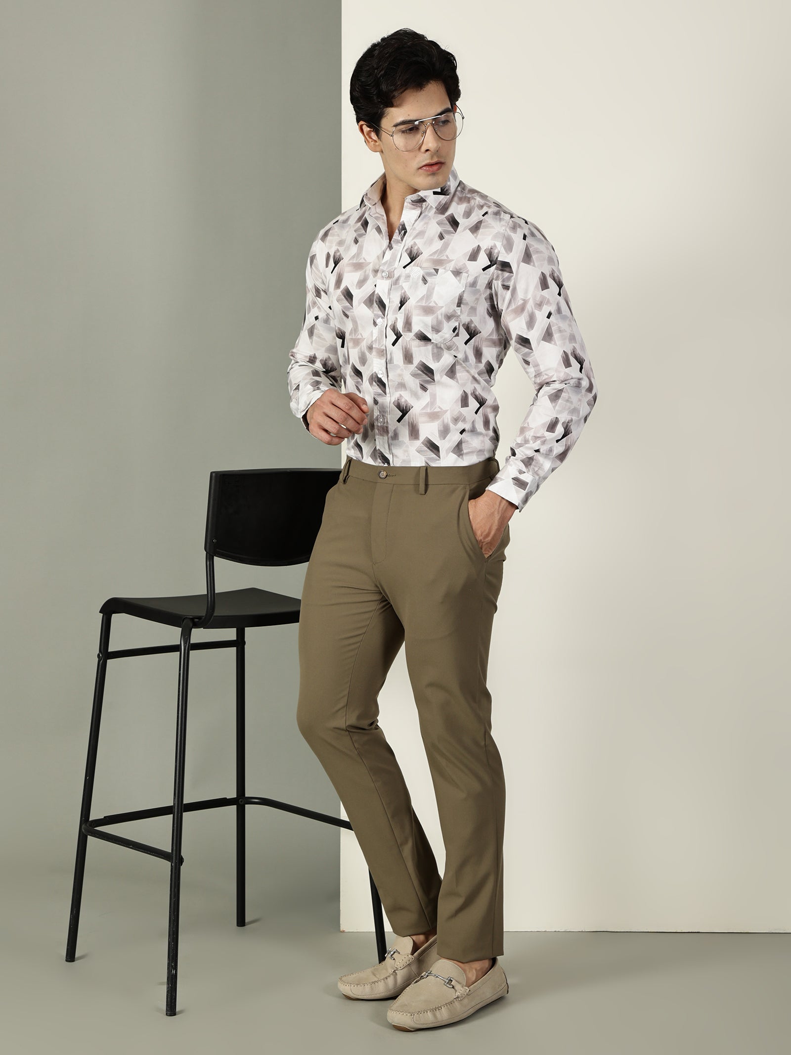 60’s Satin Digital Print Premium Cotton Shirt