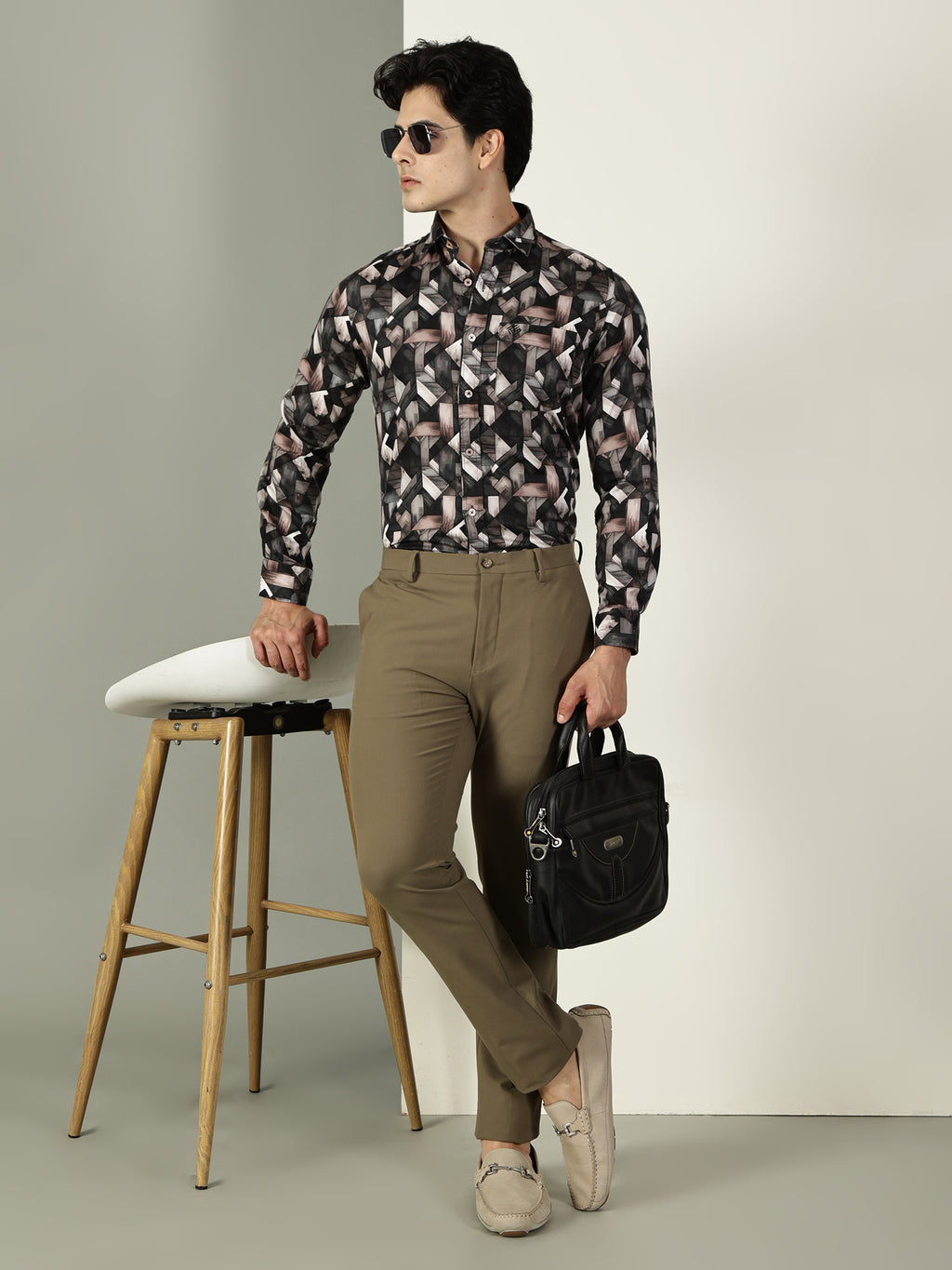 60’s Satin Digital Print Premium Cotton Shirt