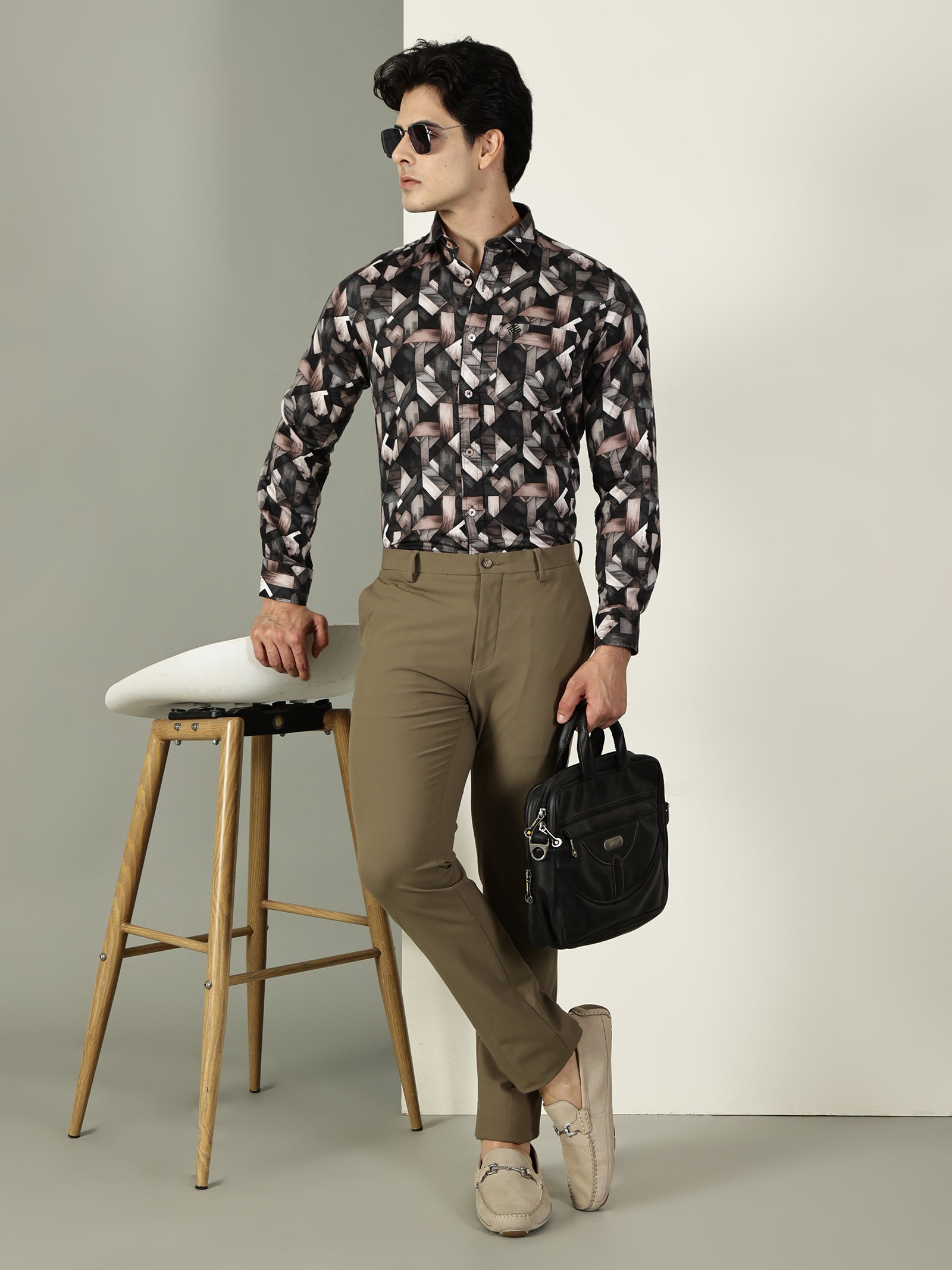60’s Satin Digital Print Premium Cotton Shirt