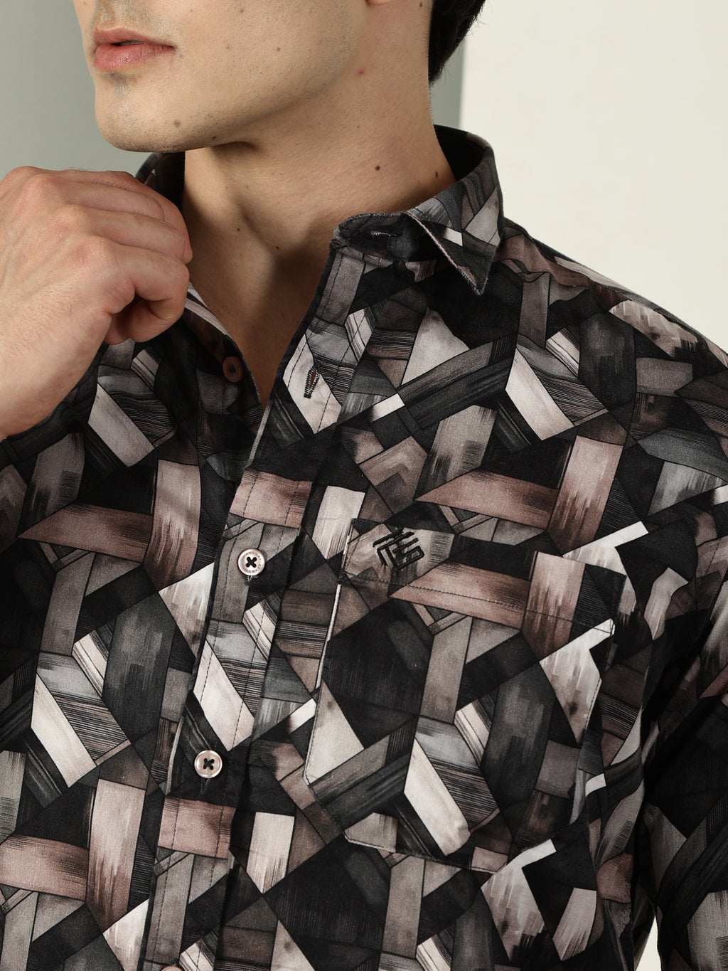 60’s Satin Digital Print Premium Cotton Shirt