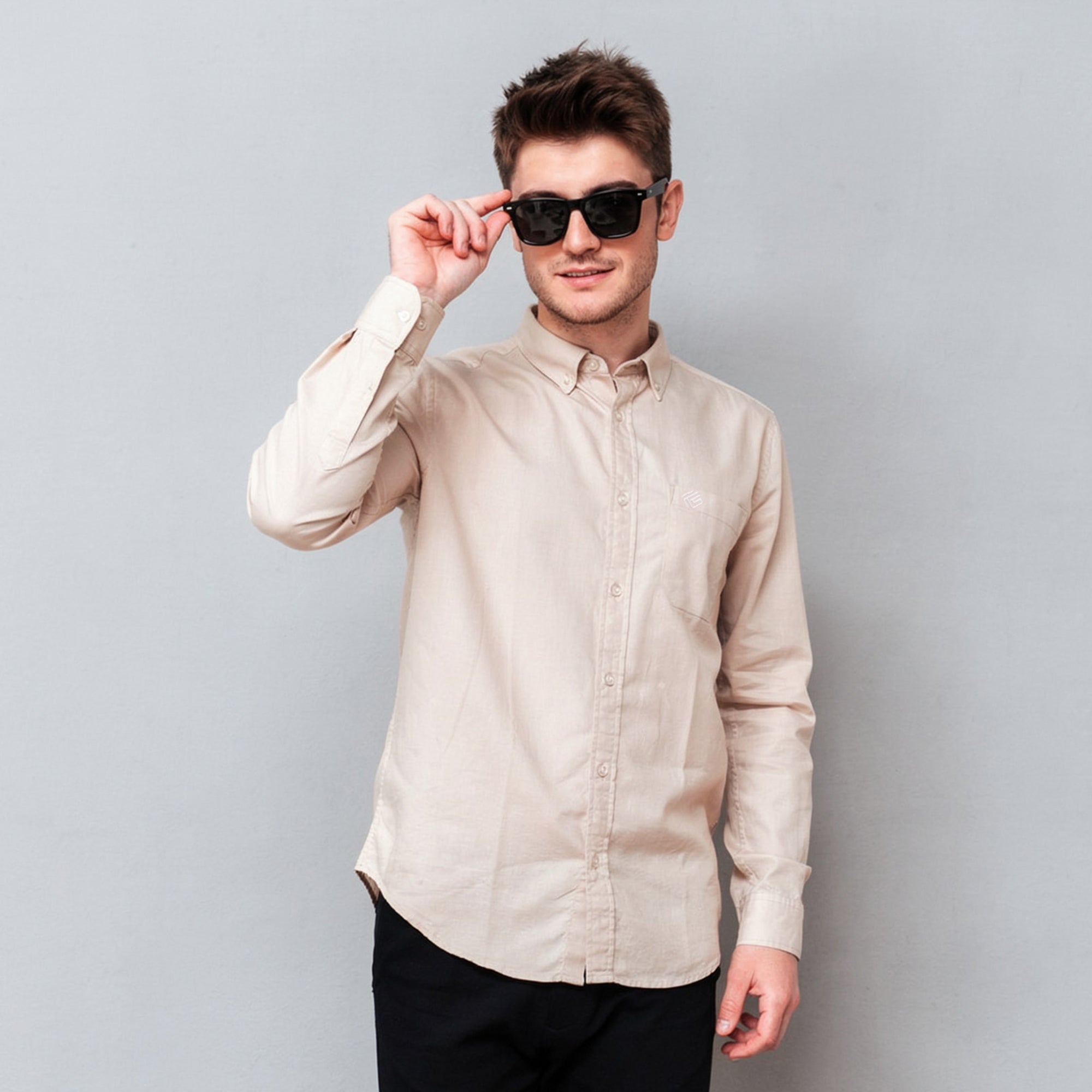Beige Cotton Linen Signature Shirt